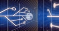 Image of globe and data processing over computer servers