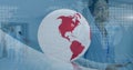 Image of globe and envelope icons over data processing Royalty Free Stock Photo