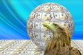 Image of the globe made of banknotes and Eagle