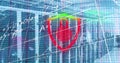 Image of globe and network of connections with online security padlock over binary coding Royalty Free Stock Photo
