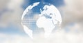 Image of globe spinning over clouds Royalty Free Stock Photo