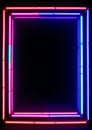 Glowing neon gridlines frame 80s retro nostalgic Royalty Free Stock Photo