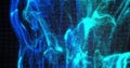 Image of glowing network of connections over pattern on black background