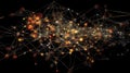The image is a glowing network of orange and yellow dots and lines on a black background. It resembles a circuit board Royalty Free Stock Photo