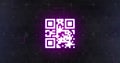 Image of glowing online security qr code with markers and hexagons on black background Royalty Free Stock Photo