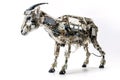 Image of a goat modified into a robot on a white background. Wild animal. illustration, generative AI