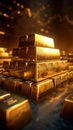 Image Gold bars stacked on a table, accentuated by a graph Royalty Free Stock Photo