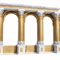 The gold roman columns are isolated on the white background.