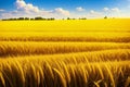 Golden ears of wheat on a background of abundant and fertile fields. made with Generative AI Royalty Free Stock Photo