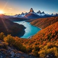 Gorgeous landscape of Patagonia\'s Tierra del Fuego National Park in Autumn, Argentina made with Generative AI