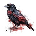 Gothic crow watercolor illustration