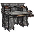 Gothic desk watercolor illustration Royalty Free Stock Photo