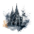 Gothic mantion watercolor illustration