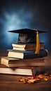 Image Graduation cap on a stack of books, education concept background Royalty Free Stock Photo