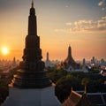 Grand palace and Wat phra keaw at sunset Bangkok, Thailand. Beautiful Landmark of Asia. Temple of the