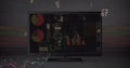 Image of graph and data processing over charts on interface screen Royalty Free Stock Photo