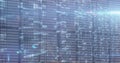 Image of graphical padlock, camera and gps icons in circle over changing binary codes Royalty Free Stock Photo