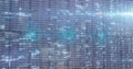 Image of graphical padlock, camera and gps icons in circle over changing binary codes Royalty Free Stock Photo