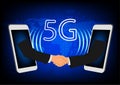 Image graphics technology 5G network world global network by smartphone concept networking connection technology vector