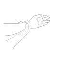 Image graphics vector outline Wrist pain is often caused by sprains or fractures from sudden injuries