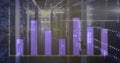 Image of graphs and lights over servers Royalty Free Stock Photo