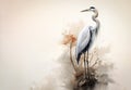 Image of great egret on clean background. Bird. Wildlife Animals. Illustration, Generative AI