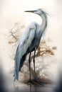 Image of great egret on clean background. Bird. Wildlife Animals. Illustration, Generative AI