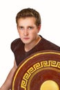 Image of the Greek warrior with a shield Royalty Free Stock Photo