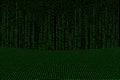 Image of green binary code background, perspective