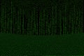 Image of green binary code background, perspective