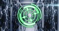 Image of green circle over servers and connections