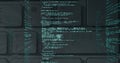 Image of green data processing over computer keyboard on grey background Royalty Free Stock Photo