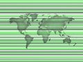 IMAGE OF GREEN LINES WITH THE SILHOUETTE OF THE WORLD MAP AS A BACKGROUND Royalty Free Stock Photo