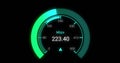 Image of green speedometer over black background