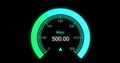 Image of green speedometer over black background