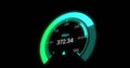 Image of green speedometer over black background