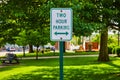 Green Two Hour Parking sign in front of Public Square park in Mount Vernon