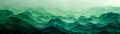 The image is a green watercolor painting of mountains in the fog. The colors are muted and the overall effect is one of peace and Royalty Free Stock Photo