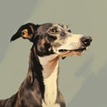 Image of a greyhounds dog head on clean background. Mammals. Pet. Animals