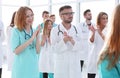 image of a group of doctors walking in a hospital corridor . Royalty Free Stock Photo