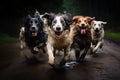 Image of group dogs running, Pet, Animals., Generative AI, Illustration