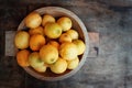 Image of group of fresh lemons over old vintage wooden table Royalty Free Stock Photo