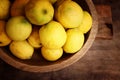 Image of group of fresh lemons over old vintage wooden table Royalty Free Stock Photo