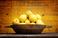 Image of group of fresh lemons over old vintage wooden table Royalty Free Stock Photo