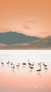 Image of group of swans walking together generative AI Royalty Free Stock Photo