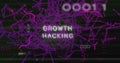 Image of growth hacking text and data processing over computer motherboard