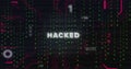 Image of hacked text and binary coding data processing over circuit board Royalty Free Stock Photo