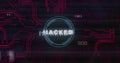 Image of hacked text and digital data processing over black background