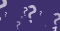 Image of hand drawn question marks moving on purple background Royalty Free Stock Photo