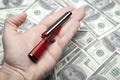 Image of hand shotgun money Royalty Free Stock Photo